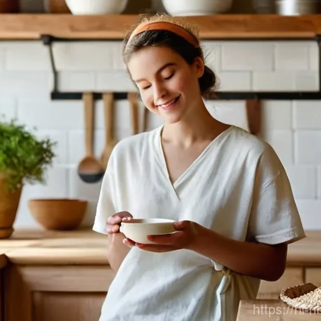 천연화장품을 활용한 스킨케어 루틴 - **Prompt 1: Gentle Oats & Yogurt Scrub in a Cozy Kitchen**
    "A candid, high-resolution photograph...