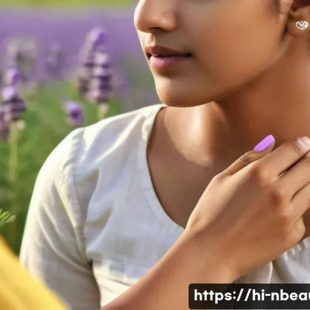 천연화장품 성분 알레르기 반응 - A detailed close-up of a sensitive-skinned young Indian woman performing a patch test on her inner w...